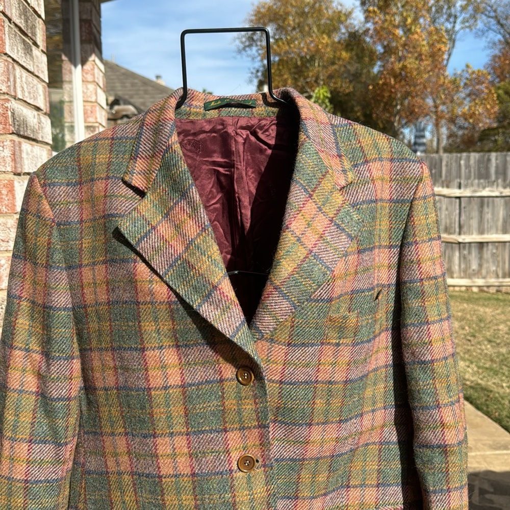 Vintage Magee Ireland Plaid Wool Blazer Fr 48 UK 18